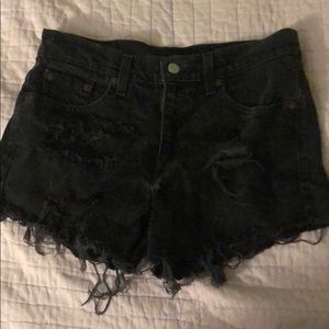 Levi Black Ripped Shorts